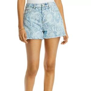 Aqua Light Blue Swirl Jean Shorts